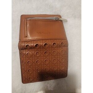 Safe Keeper Terra-Cotta Compact Trifold Wallet - Quilted Geometric Cutouts,